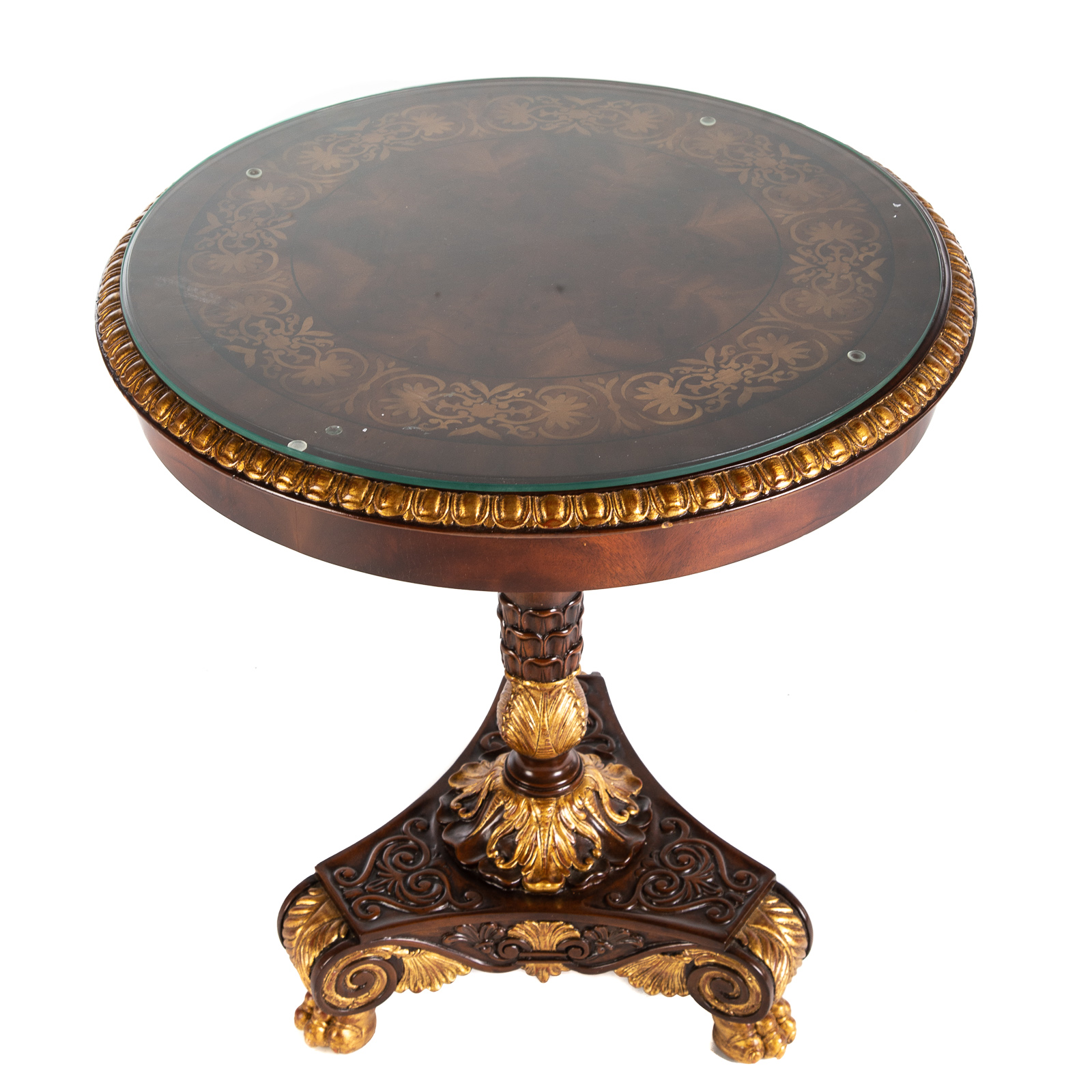 Appraisal: MAITLAND-SMITH REGENCY STYLE LAMP TABLE With mahogany inlaid top having