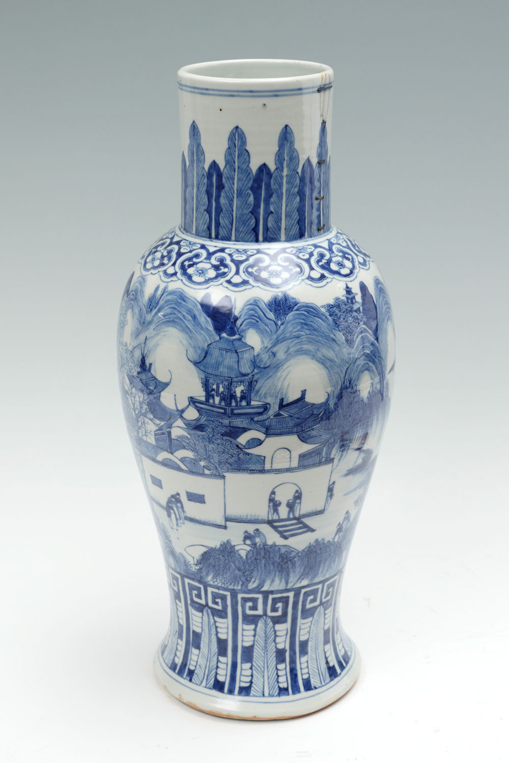 Appraisal: TALL CHINESE BLUE AND WHITE VASE Tall Chinese blue white