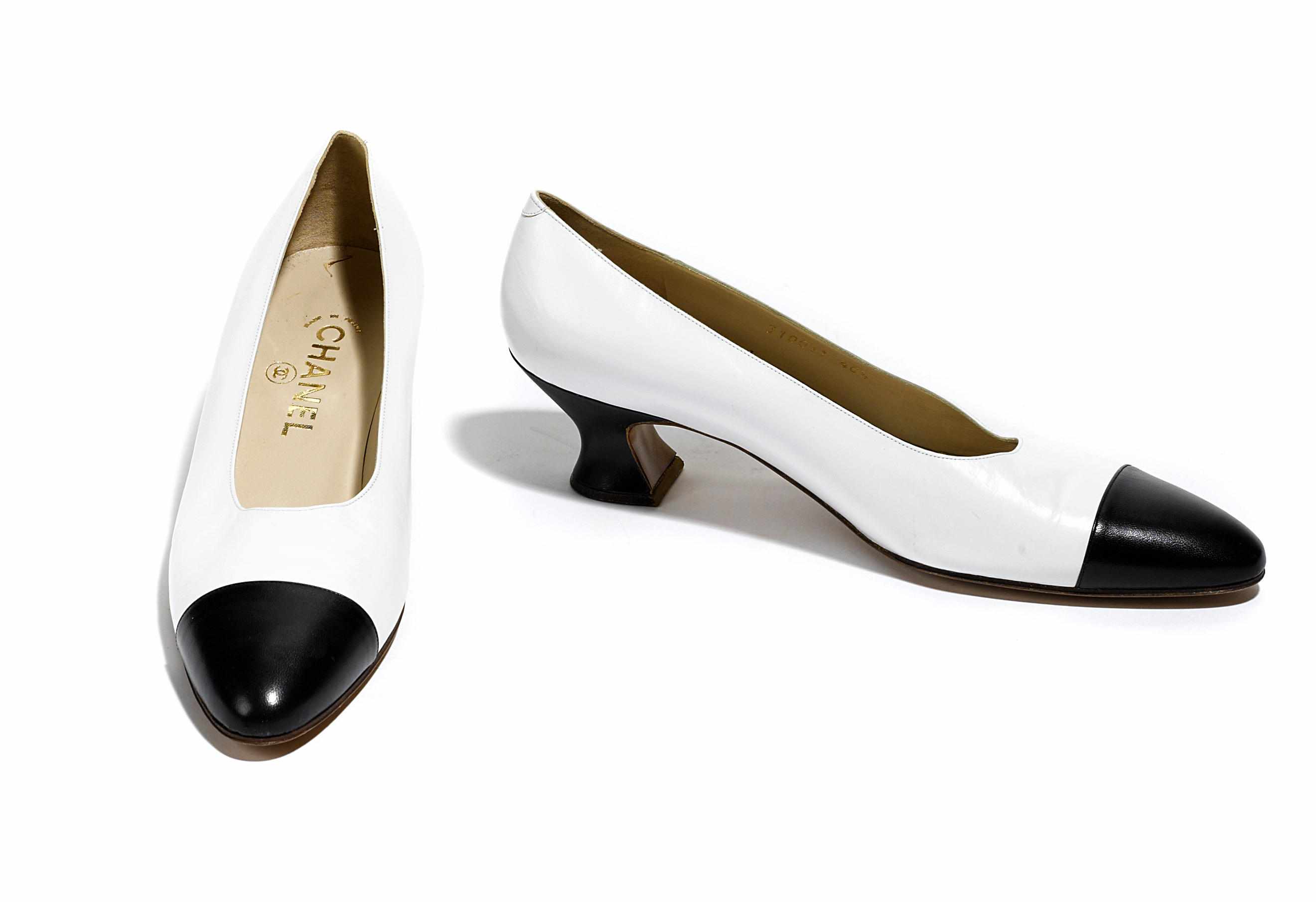 Appraisal: A pair of Chanel black and white spectator pumps size