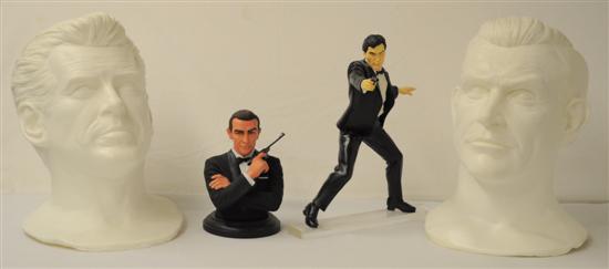 Appraisal: Four James Bond sculptures Two plaster resin busts of Pierce