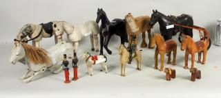 Appraisal: Group Carved Wood Horses Soldiers Group of carved wood horses