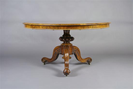 Appraisal: An English Burled Walnut Tilt-Top Table Height inches diameter inches