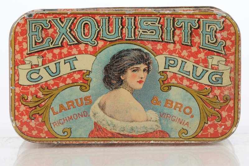 Appraisal: Exquisite Cut Plug Flat Pocket Tin Description Tobacco manufactured by