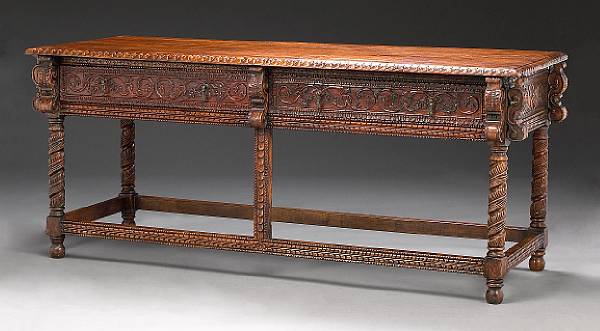 Appraisal: A Portuguese Colonial style hardwood console table th century The