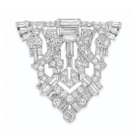 Appraisal: Art Deco Diamond Clip Estimate -