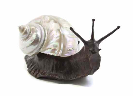 Appraisal: A Continental Bronze Lamp in the form of a snail