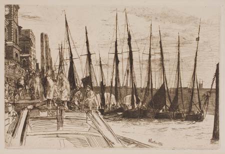 Appraisal: JAMES A M WHISTLER Billingsgate Etching on cream paper x