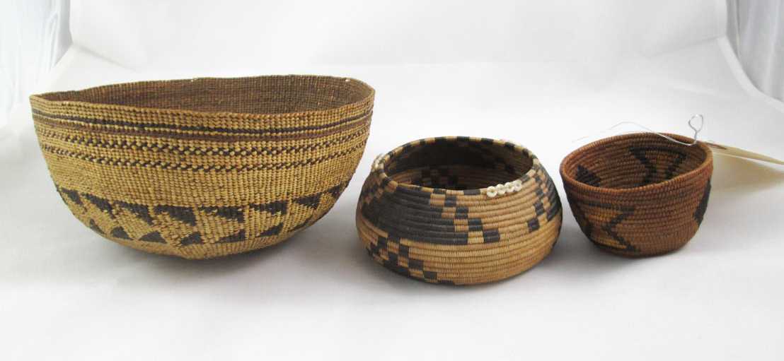 Appraisal: THREE NATIVE AMERICAN WOVEN ITEMS the first a hat from