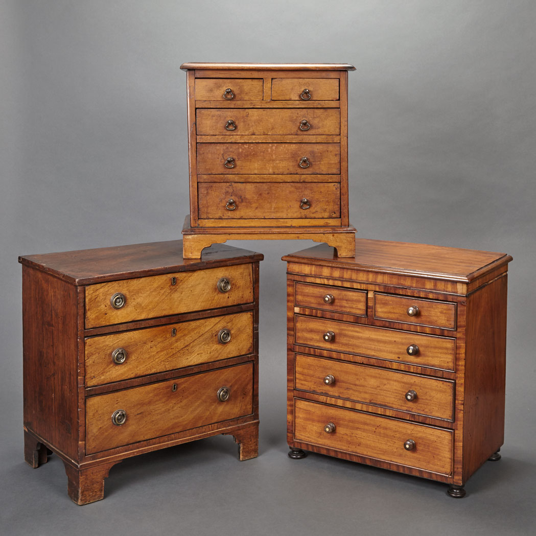 Appraisal: Group of Three English Miniature Chests of Drawers th th