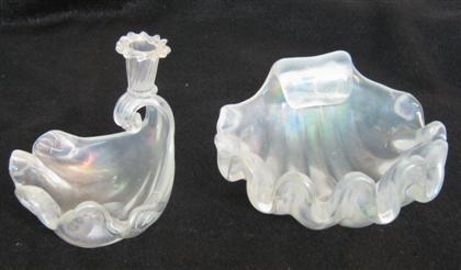 Appraisal: Opaque crystal matching two part candle sticks and bowls six