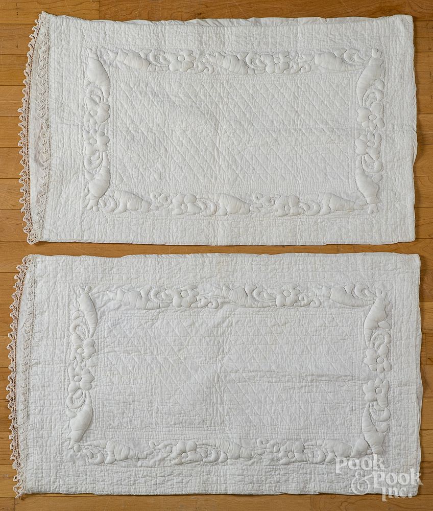 Appraisal: Pair of whitework pillow shams th c Pair of whitework