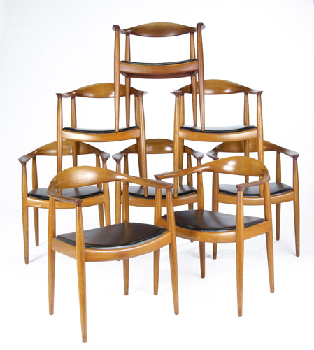 Appraisal: HANS WEGNER JOHANNES HANSEN Set of eight teak The Chair