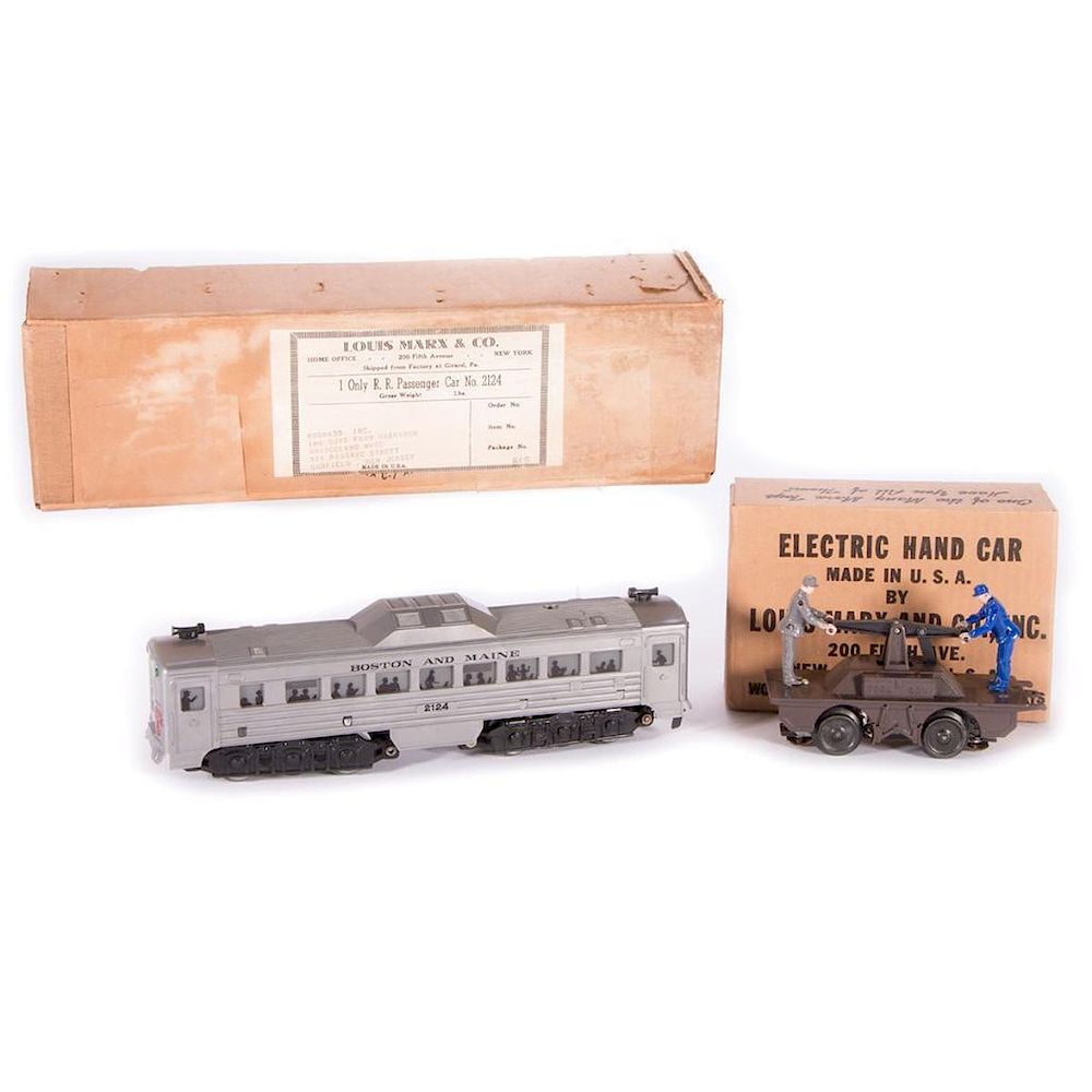 Appraisal: Marx O Gauge Boxed B M Budd Car and Handcar