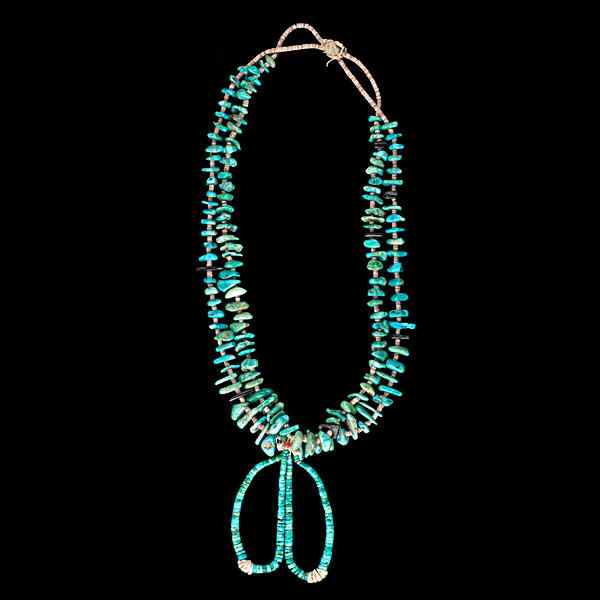 Appraisal: Pueblo Heishi and Turquoise Nugget Necklace with Jaclas Collected by