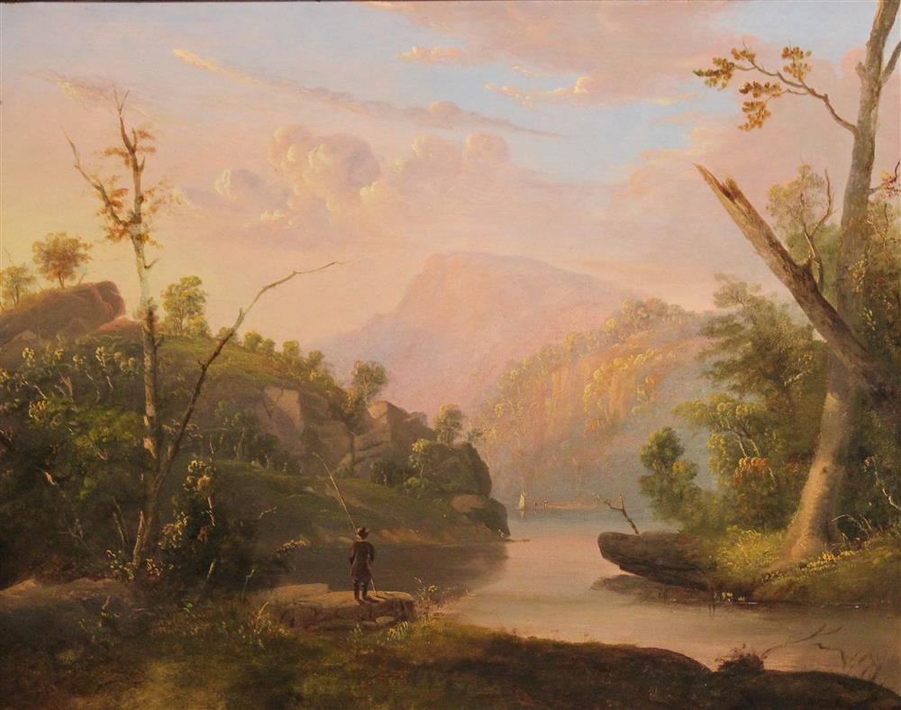 Appraisal: HUDSON RIVER SCHOOL TH CENTURY FISHERMAN ON THE HUDSON WITH