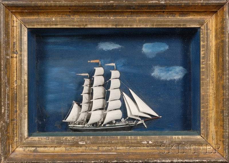 Appraisal: Framed Ship Diorama probably America late th century the vessel