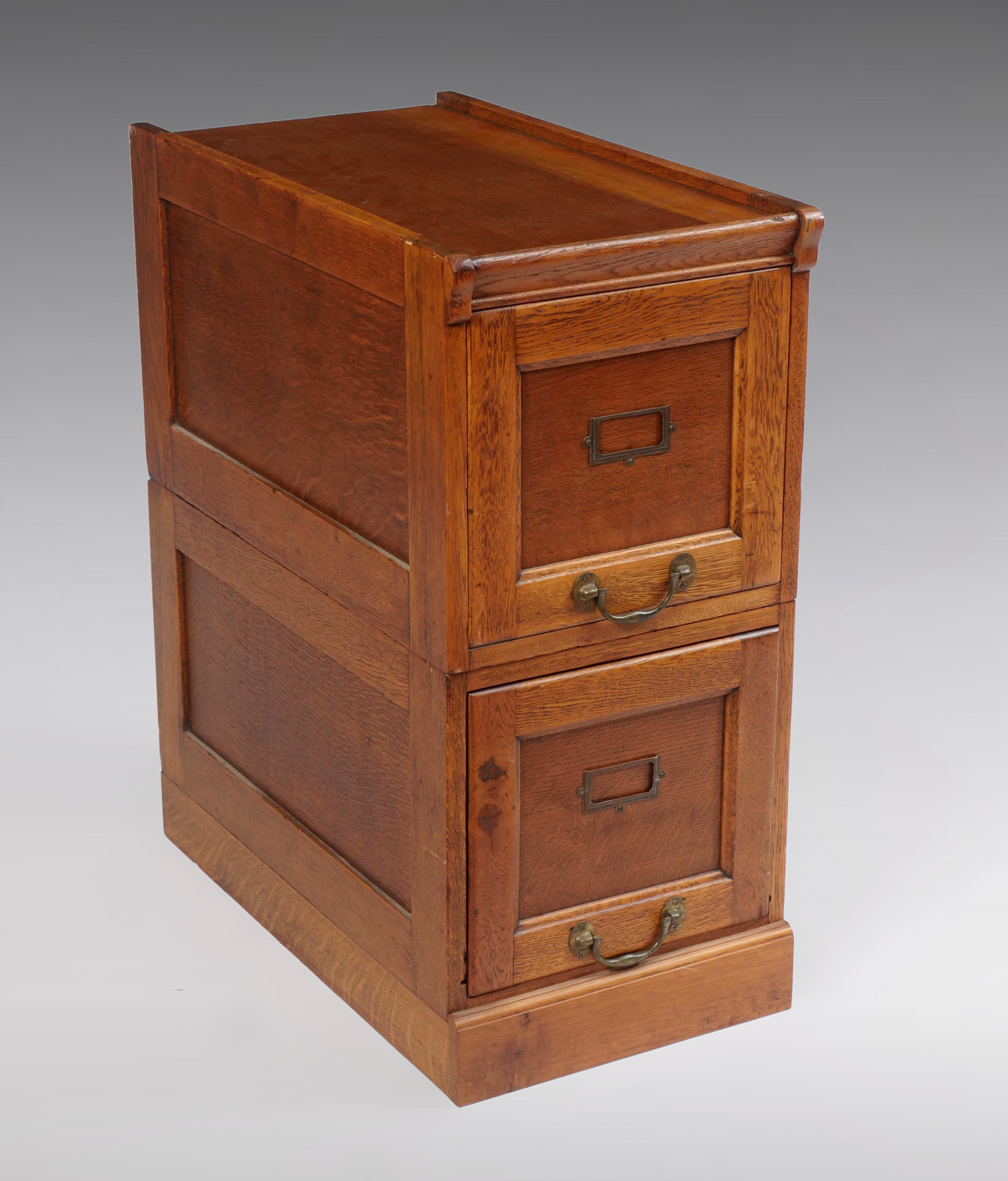 Appraisal: WILLIAM ANGUS STACKING OAK FILE CABINET Early th C English