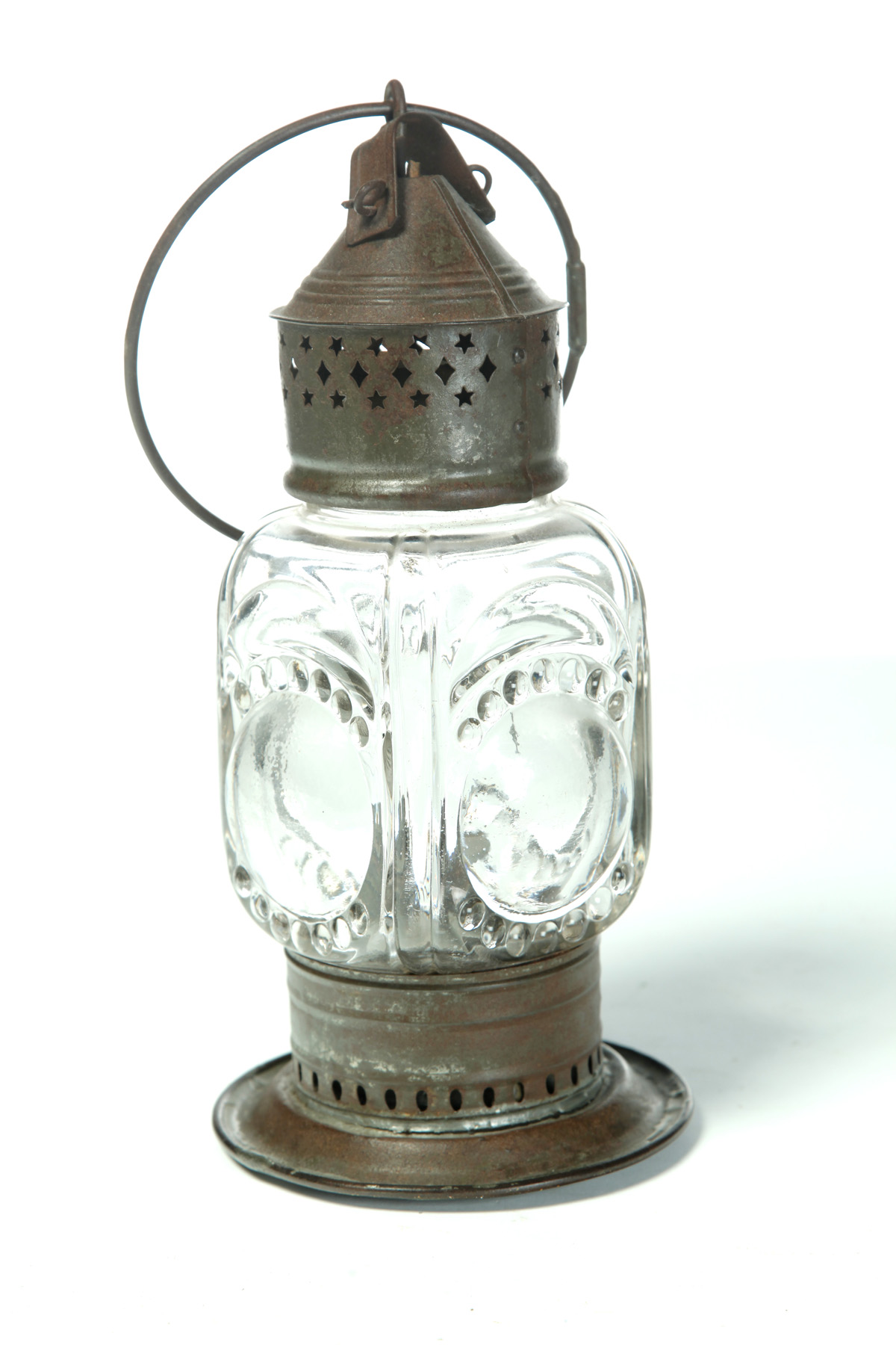 Appraisal: AMERICAN LANTERN Mid th century Tin with bull's eye glass