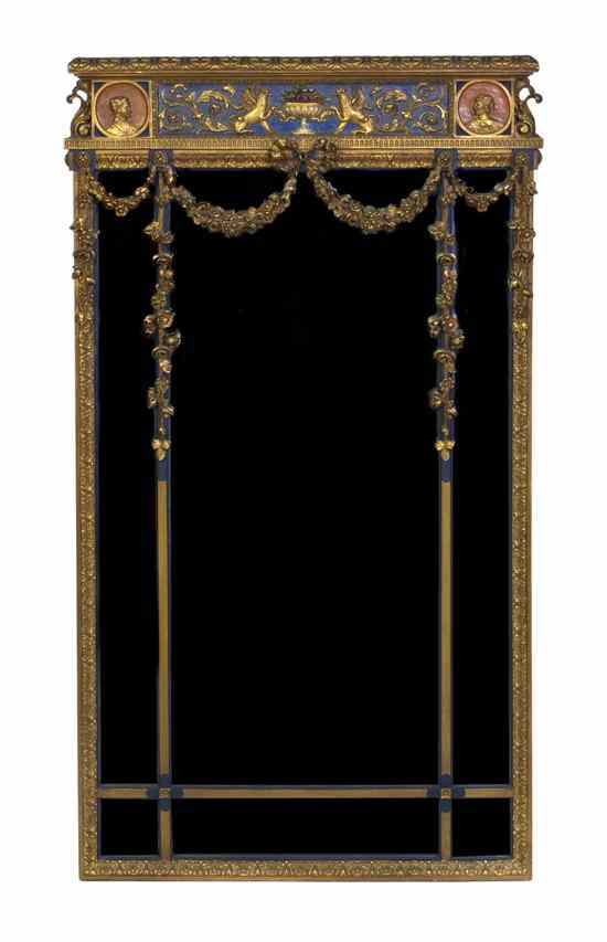 Appraisal: A Neoclassical Painted and Parcel Gilt Pier Mirror having an