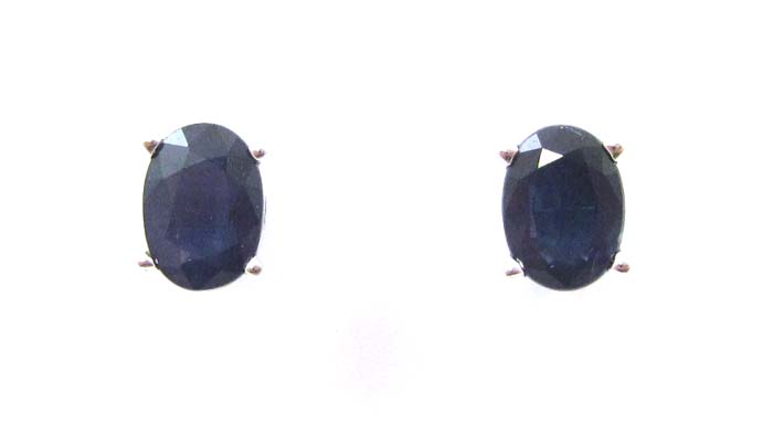 Appraisal: PAIR OF BLUE SAPPHIRE EAR STUDS each k white gold