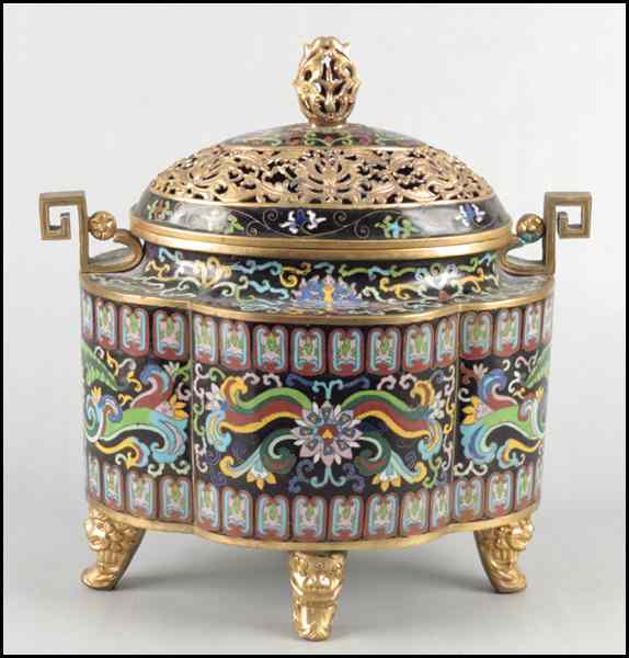 Appraisal: CLOISONNE LIDDED CENSER H '' Condition No Specific Condition Recorded