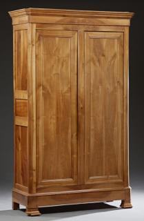 Appraisal: Louis Philippe Carved Cherry Armoire th c the stepped canted