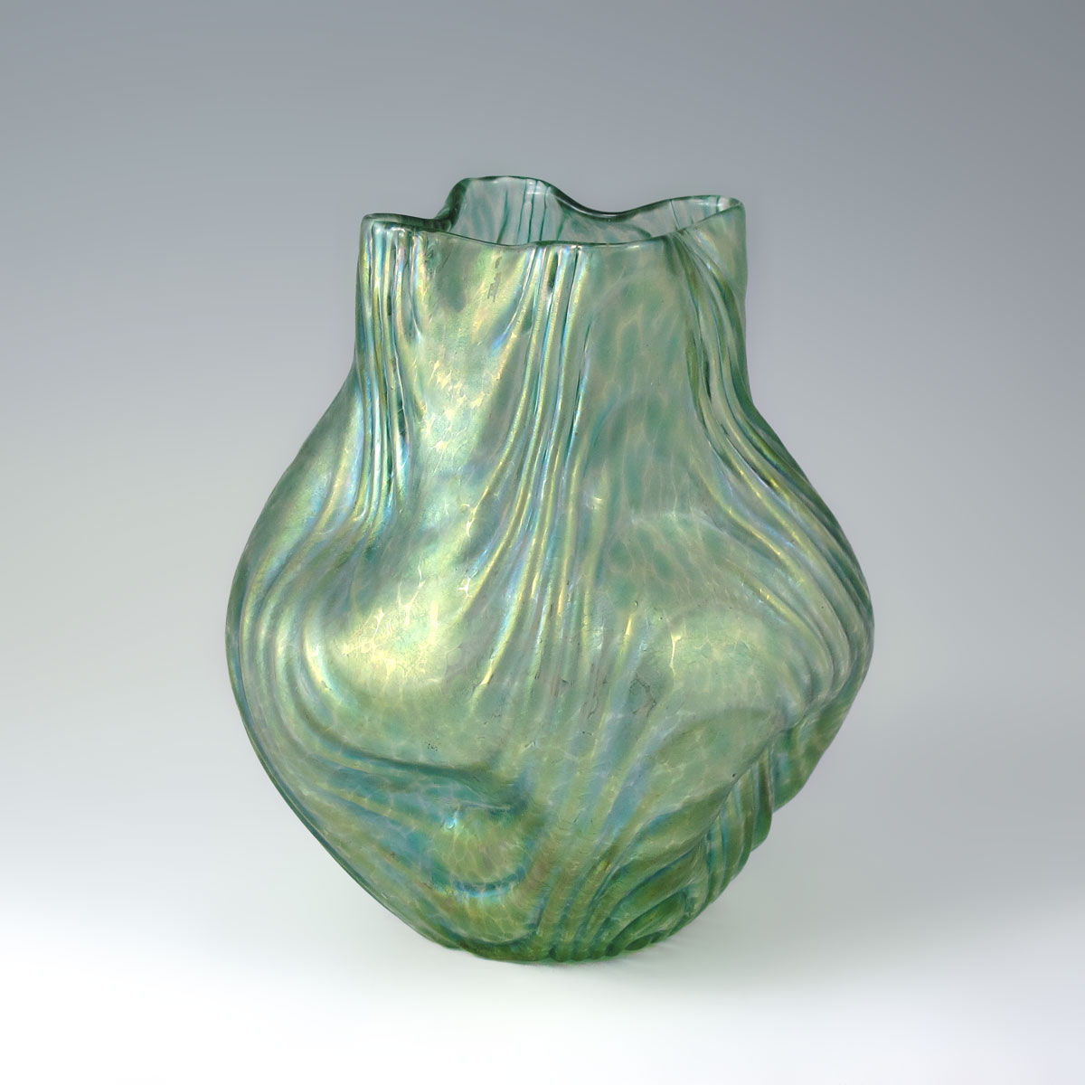 Appraisal: IRIDESCENT ART GLASS VASE attrib LOETZ Wavy patterns in the