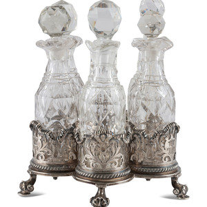 Appraisal: A Victorian Silver Five-Bottle Cruet Frame Robert Garrard II London