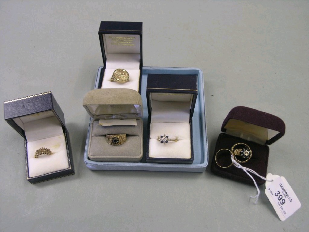 Appraisal: Six various dress rings and a ct gold band wedding