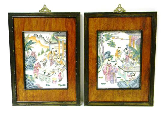 Appraisal: Pair of Chinese porcelain plaques th th C depicting figural