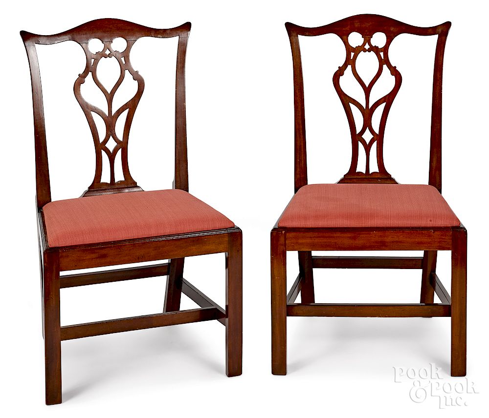 Appraisal: Pair of Chippendale mahogany dining chairs Exclusive on Bidsquare Pair