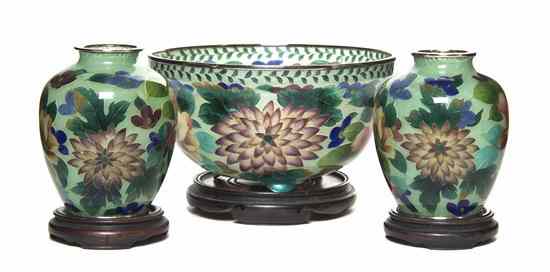 Appraisal: A Set of Plique De Jour Articles comprising a bowl