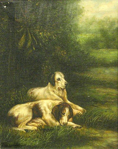 Appraisal: Cason Two pointers at rest signed 'Cason' lower left oil