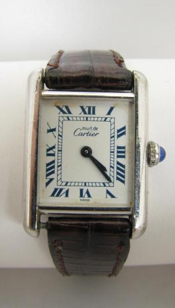 Appraisal: Lady's Must de Cartier Tank Quartz wristwatch sterling silver sapphire