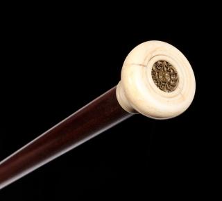 Appraisal: A LATE TH C WALKING STICK WITH IVORY HANDLE The