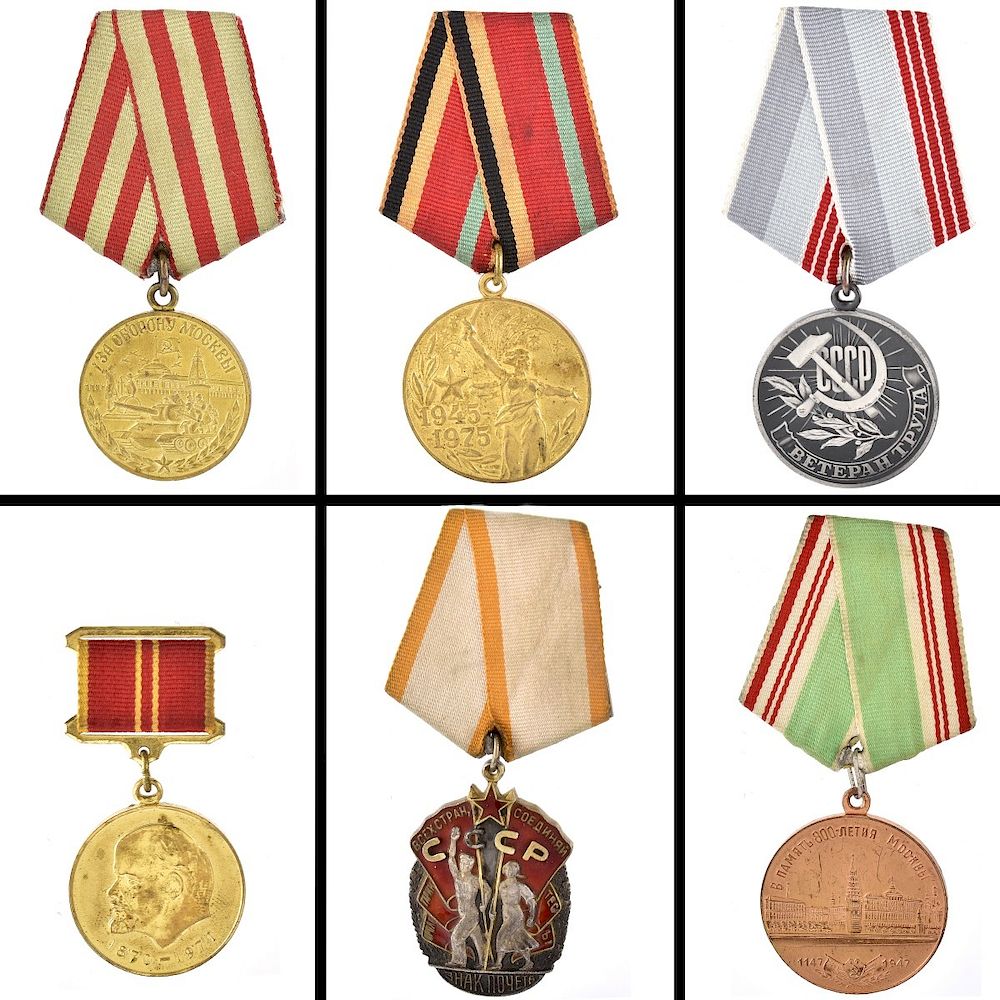 Appraisal: Collection of Six Soviet Russian Medals Collection of Six Soviet