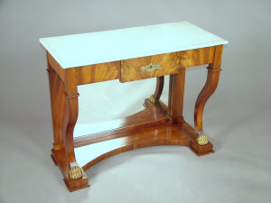 Appraisal: An Empire mahogany console table early th century the white