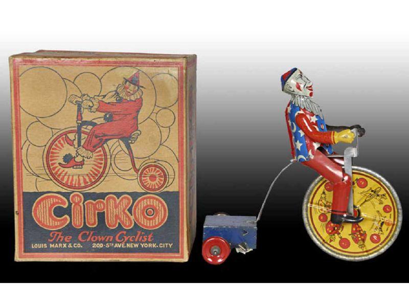 Appraisal: s Tin Wind-Up Marx Cirko the Clown Cyclist wit Description