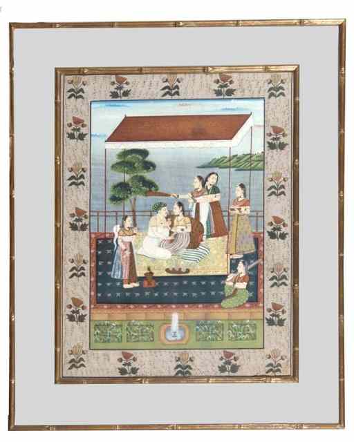 Appraisal: MUGHAL STUDYDepicting royal's relaxing in luxury by the sea Gouache