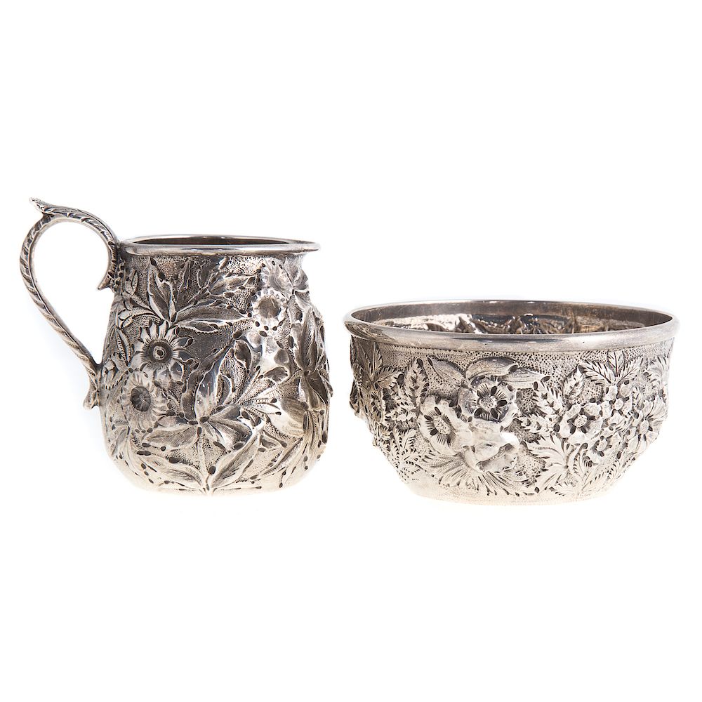 Appraisal: Kirk Repousse Coin Silver Small Creamer Sugar Baltimore c small