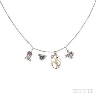 Appraisal: Art Deco Platinum and Gold Charm Necklace the delicate trace