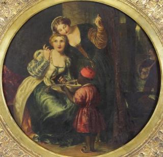 Appraisal: COWIE Frederick Oil on Board Two Women with Servant Signed