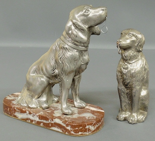 Appraisal: - Two cast metal seated dog watch holders with patinated