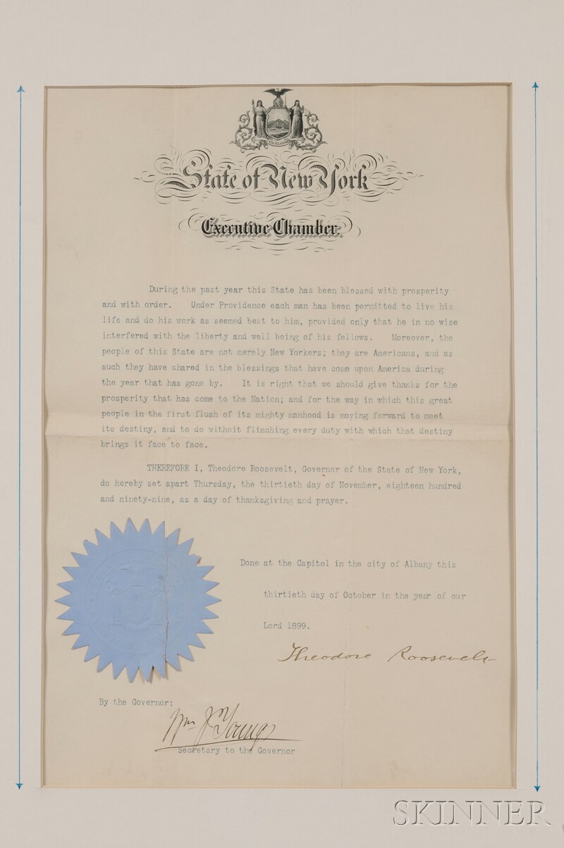 Appraisal: Roosevelt Theodore - Signed document one page October th as