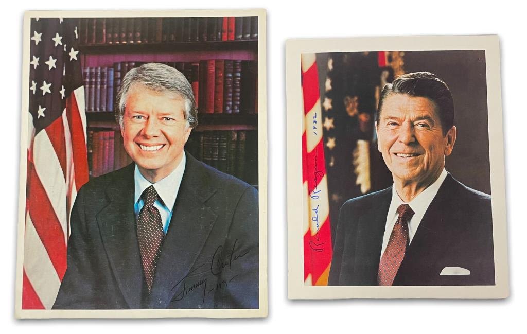 Appraisal: Jimmy Carter Ronald Reagan Signed PhotographsCarter Reagan Jimmy Carter Photo