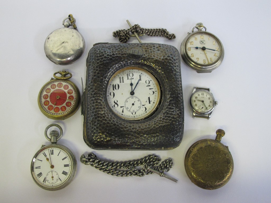 Appraisal: A lot comprising a Goliath pocket watch in silver travel