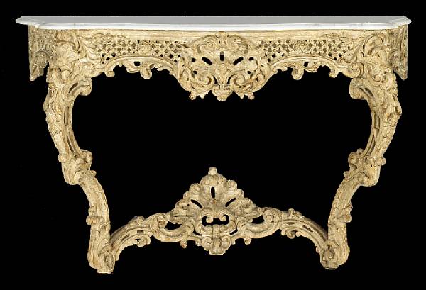 Appraisal: A Louis XV painted and parcel gilt console d'applique mid