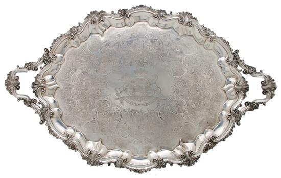 Appraisal: George IV Silver Tray John Angell London of oval handled