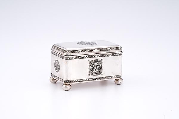 Appraisal: JUDAICA ETROG HAND CRAFTED STERLING BOX th century Etrog box