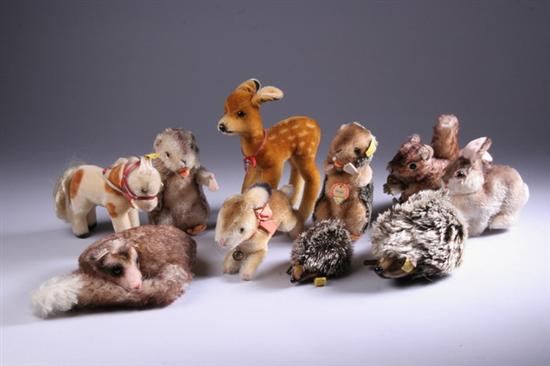 Appraisal: TEN STEIFF ANIMALS Dormy doormouse Nagy beaver Joggi porcupine and